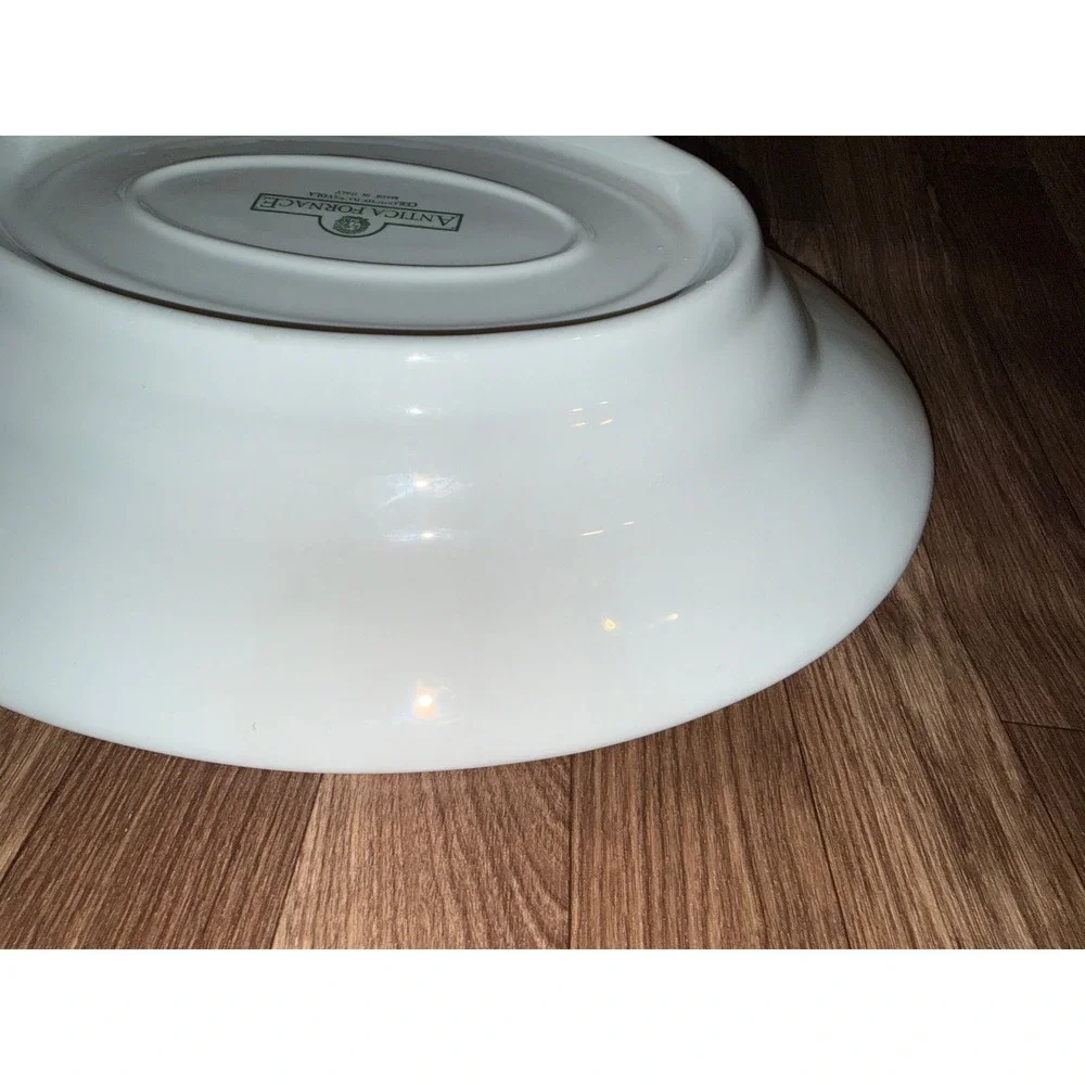 Antica Fornace Italy Embossed Fruit‎ Ceramic Oval Serving Platter White 18.5in